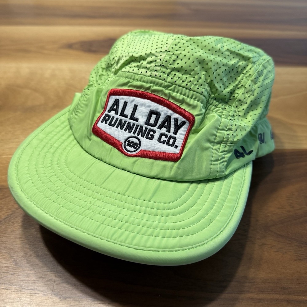 All Day Running Co Hat Adjustable Cap Green Performance Moisture Wicking